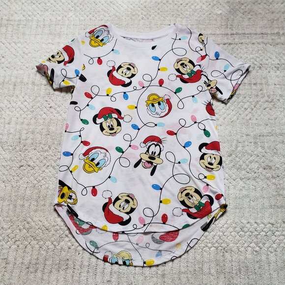 Disney Mickey Mouse and Friends Christmas Lights Juniors Top Size S 3-5 - Picture 2 of 7